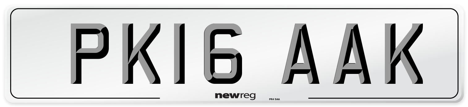 PK16 AAK Number Plate from New Reg